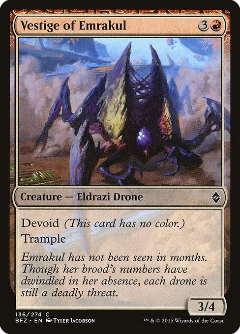 Vestige of Emrakul, carta Magic di tipo Creature — Eldrazi Drone illustrata da Tyler Jacobson
