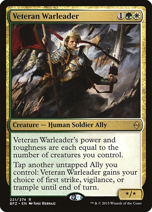 Veteran Warleader, carta Magic di tipo Creature — Human Soldier Ally illustrata da Josu Hernaiz