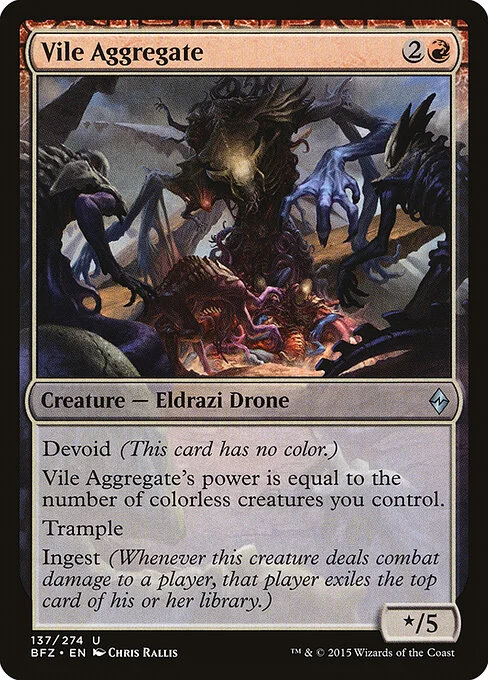 Vile Aggregate, carta Magic di tipo Creature — Eldrazi Drone illustrata da Chris Rallis