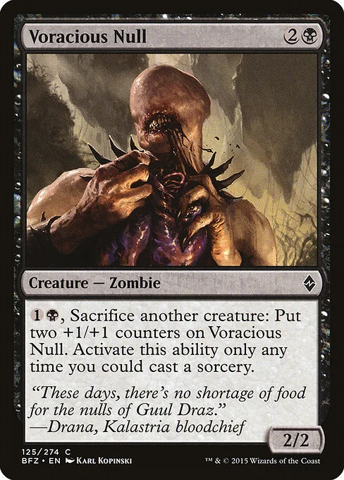 Voracious Null, carta Magic di tipo Creature — Zombie illustrata da Karl Kopinski