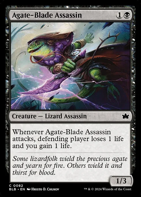 Agate-Blade Assassin, carta Magic di tipo Creature — Lizard Assassin illustrata da Hristo D. Chukov