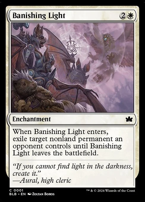 Banishing Light, carta Magic di tipo Enchantment illustrata da Zoltan Boros