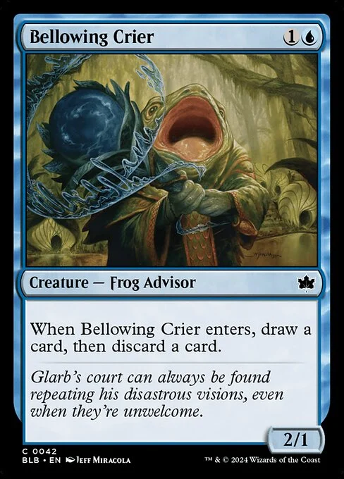 Bellowing Crier, carta Magic di tipo Creature — Frog Advisor illustrata da Jeff Miracola
