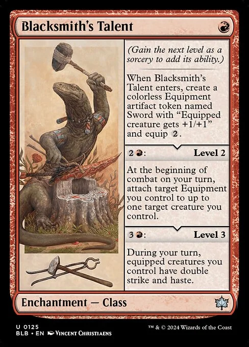 Blacksmith's Talent, carta Magic di tipo Enchantment — Class illustrata da Vincent Christiaens