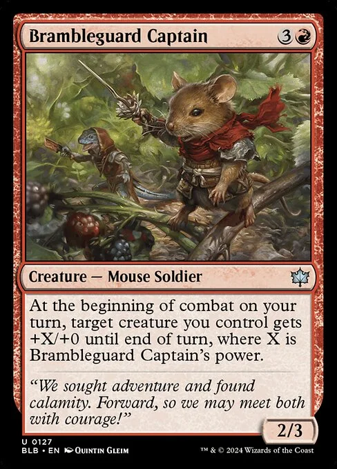 Brambleguard Captain, carta Magic di tipo Creature — Mouse Soldier illustrata da Quintin Gleim