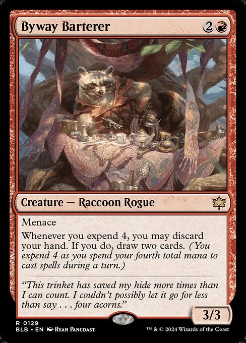 Byway Barterer, carta Magic di tipo Creature — Raccoon Rogue illustrata da Ryan Pancoast