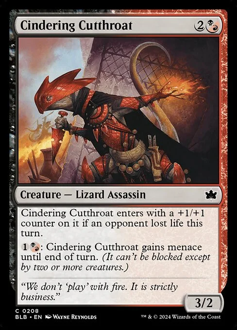 Cindering Cutthroat, carta Magic di tipo Creature — Lizard Assassin illustrata da Wayne Reynolds