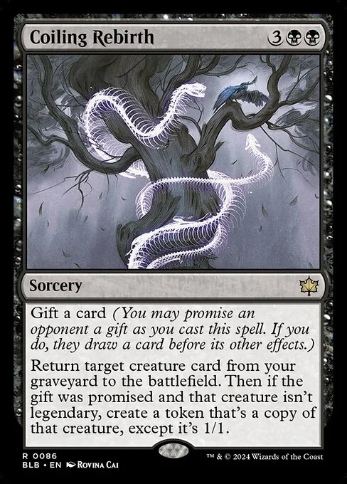 Coiling Rebirth, carta Magic di tipo Sorcery illustrata da Rovina Cai