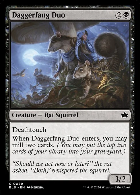 Daggerfang Duo, carta Magic di tipo Creature — Rat Squirrel illustrata da Nereida