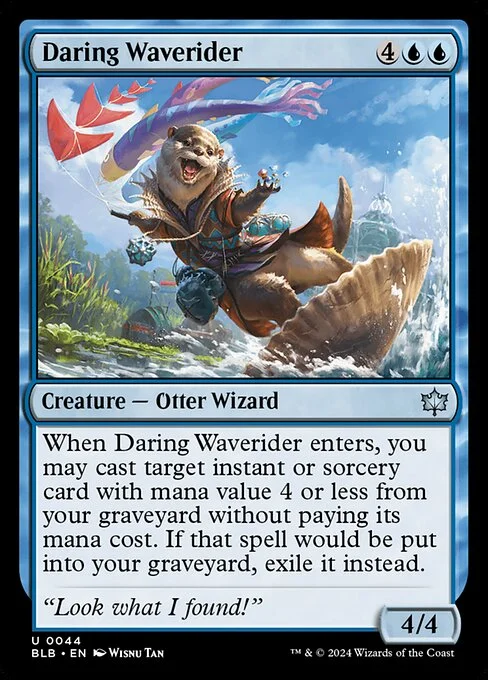 Daring Waverider, carta Magic di tipo Creature — Otter Wizard illustrata da Wisnu Tan