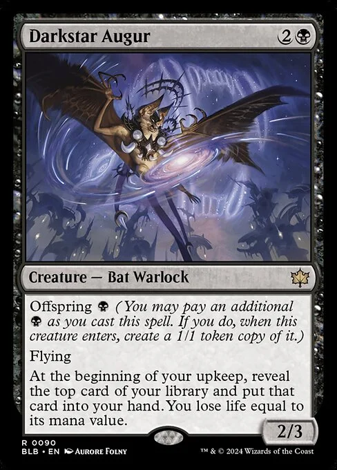 Darkstar Augur, carta Magic di tipo Creature — Bat Warlock illustrata da Aurore Folny