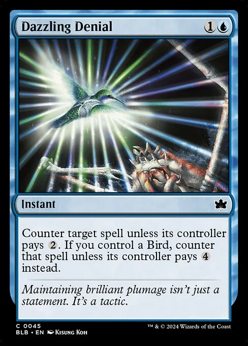 Dazzling Denial, carta Magic di tipo Instant illustrata da Kisung Koh