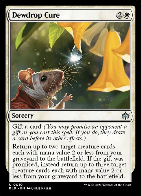 Dewdrop Cure, carta Magic di tipo Sorcery illustrata da Chris Rallis