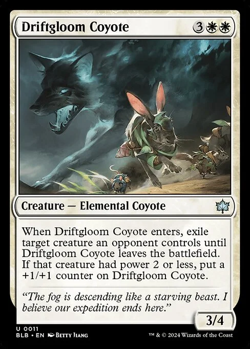 Driftgloom Coyote, carta Magic di tipo Creature — Elemental Coyote illustrata da Betty Jiang