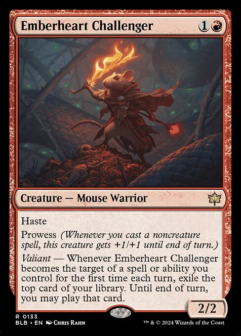 Emberheart Challenger, carta Magic di tipo Creature — Mouse Warrior illustrata da Chris Rahn