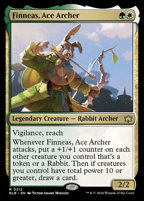 Finneas, Ace Archer, carta Magic di tipo Legendary Creature — Rabbit Archer illustrata da Victor Adame Minguez