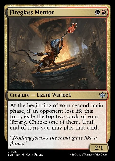 Fireglass Mentor, carta Magic di tipo Creature — Lizard Warlock illustrata da Henry Peters