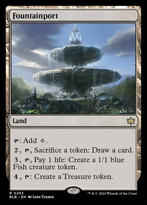 Fountainport, carta Magic di tipo Land illustrata da Leon Tukker