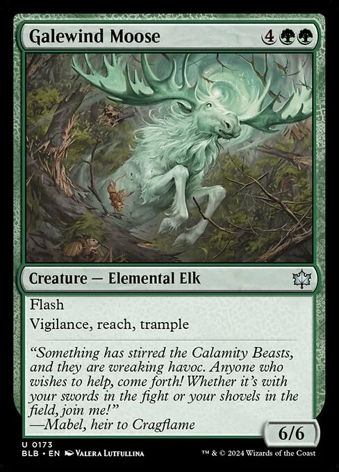 Galewind Moose, carta Magic di tipo Creature — Elemental Elk illustrata da Valera Lutfullina