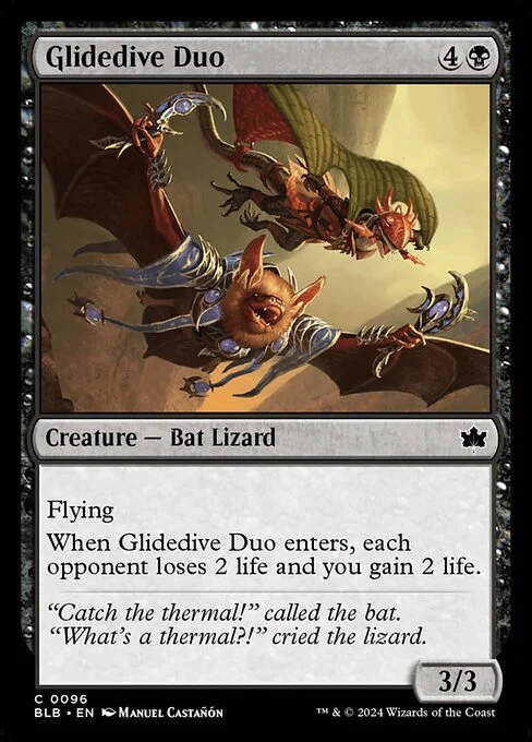 Glidedive Duo, carta Magic di tipo Creature — Bat Lizard illustrata da Manuel Castañón