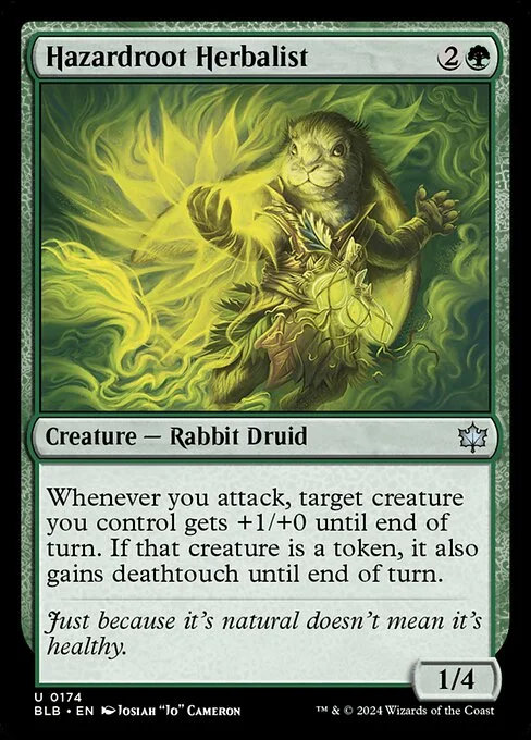 Hazardroot Herbalist, carta Magic di tipo Creature — Rabbit Druid illustrata da Josiah "Jo" Cameron