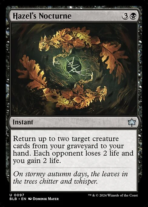 Hazel's Nocturne, carta Magic di tipo Instant illustrata da Dominik Mayer