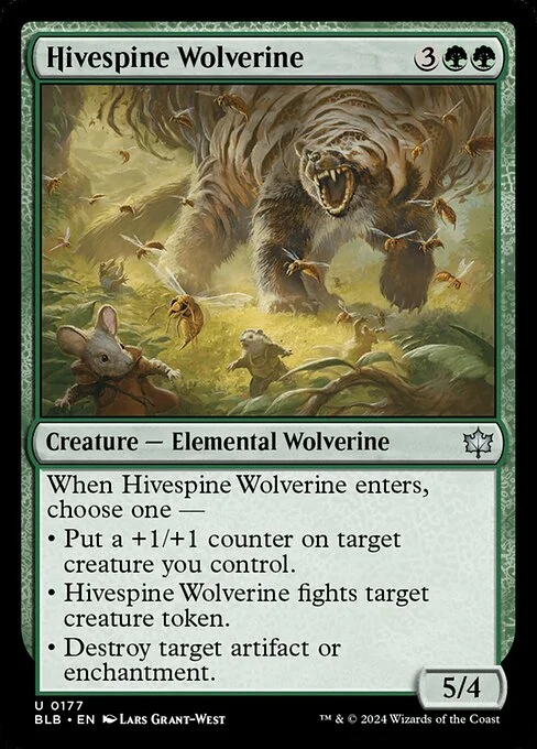 Hivespine Wolverine, carta Magic di tipo Creature — Elemental Wolverine illustrata da Lars Grant-West