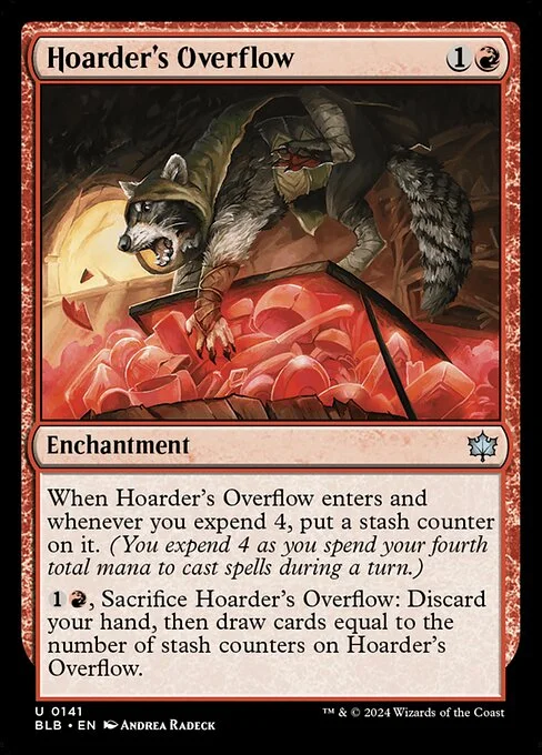 Hoarder's Overflow, carta Magic di tipo Enchantment illustrata da Andrea Radeck