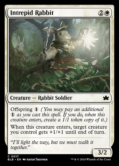 Intrepid Rabbit, carta Magic di tipo Creature — Rabbit Soldier illustrata da Artur Treffner