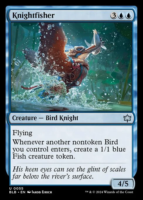 Knightfisher, carta Magic di tipo Creature — Bird Knight illustrata da Jakob Eirich