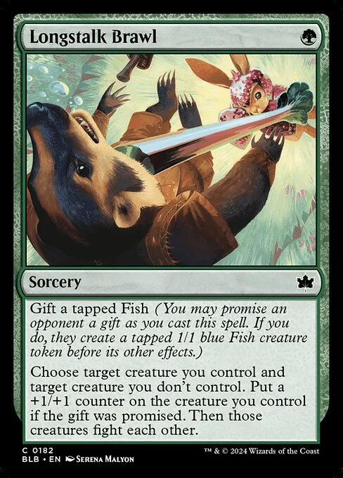 Longstalk Brawl, carta Magic di tipo Sorcery illustrata da Serena Malyon