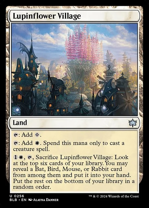 Lupinflower Village, carta Magic di tipo Land illustrata da Alayna Danner