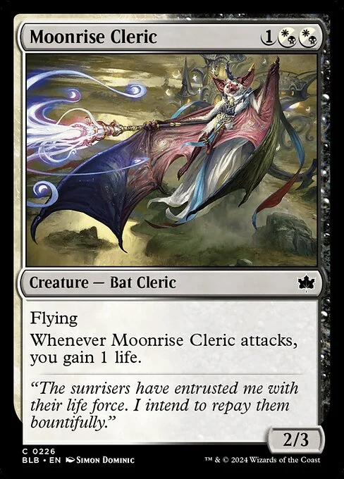 Moonrise Cleric, carta Magic di tipo Creature — Bat Cleric illustrata da Simon Dominic