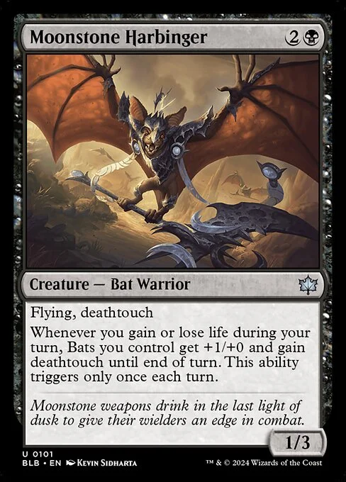 Moonstone Harbinger, carta Magic di tipo Creature — Bat Warrior illustrata da Kevin Sidharta