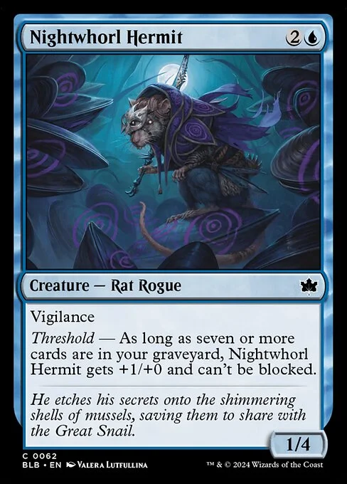 Nightwhorl Hermit, carta Magic di tipo Creature — Rat Rogue illustrata da Valera Lutfullina