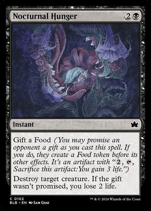 Nocturnal Hunger, carta Magic di tipo Instant illustrata da Sam Guay