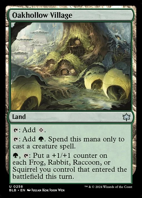 Oakhollow Village, carta Magic di tipo Land illustrata da Julian Kok Joon Wen