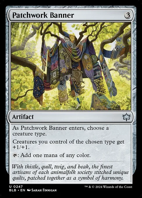Patchwork Banner, carta Magic di tipo Artifact illustrata da Sarah Finnigan