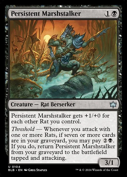 Persistent Marshstalker, carta Magic di tipo Creature — Rat Berserker illustrata da Greg Staples