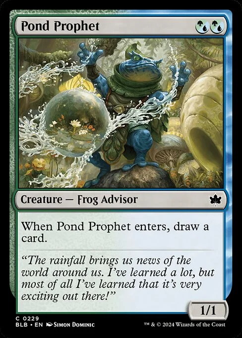 Pond Prophet, carta Magic di tipo Creature — Frog Advisor illustrata da Simon Dominic