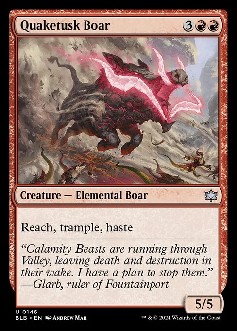 Quaketusk Boar, carta Magic di tipo Creature — Elemental Boar illustrata da Andrew Mar