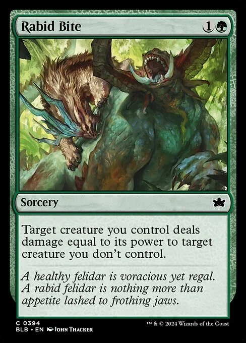 Rabid Bite, carta Magic di tipo Sorcery illustrata da John Thacker
