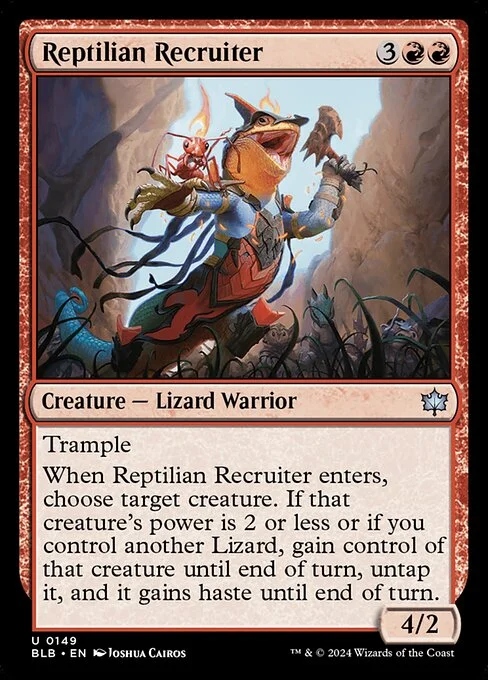 Reptilian Recruiter, carta Magic di tipo Creature — Lizard Warrior illustrata da Joshua Cairos