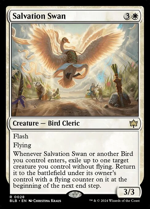 Salvation Swan, carta Magic di tipo Creature — Bird Cleric illustrata da Christina Kraus