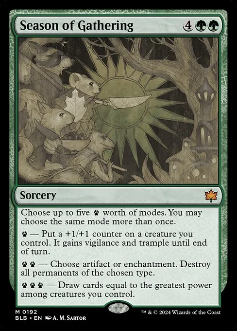 Season of Gathering, carta Magic di tipo Sorcery illustrata da A. M. Sartor