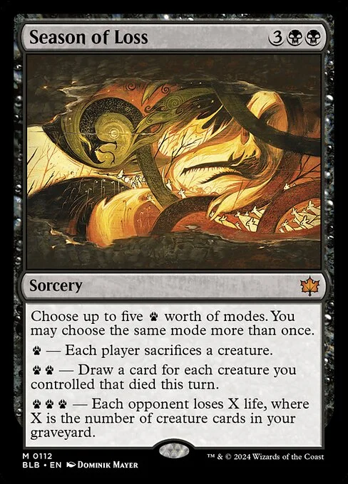 Season of Loss, carta Magic di tipo Sorcery illustrata da Dominik Mayer
