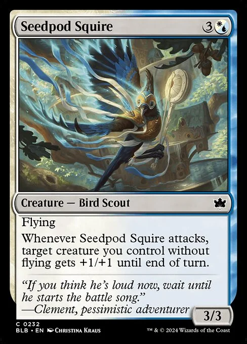 Seedpod Squire, carta Magic di tipo Creature — Bird Scout illustrata da Christina Kraus