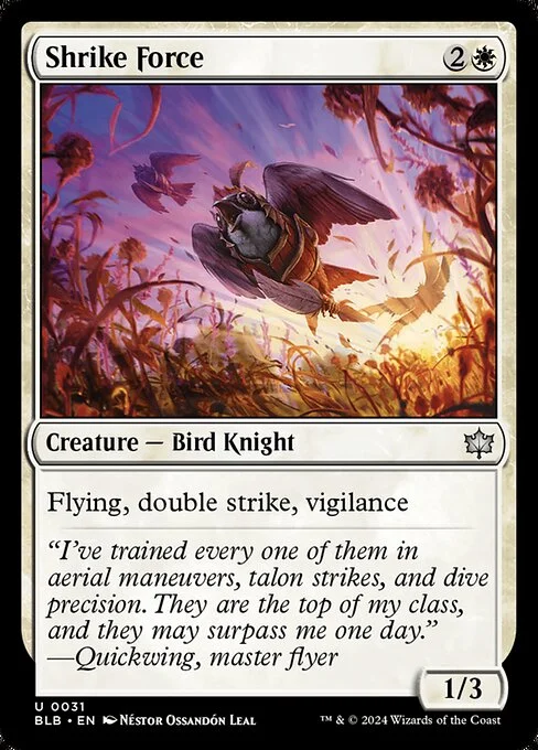 Shrike Force, carta Magic di tipo Creature — Bird Knight illustrata da Néstor Ossandón Leal