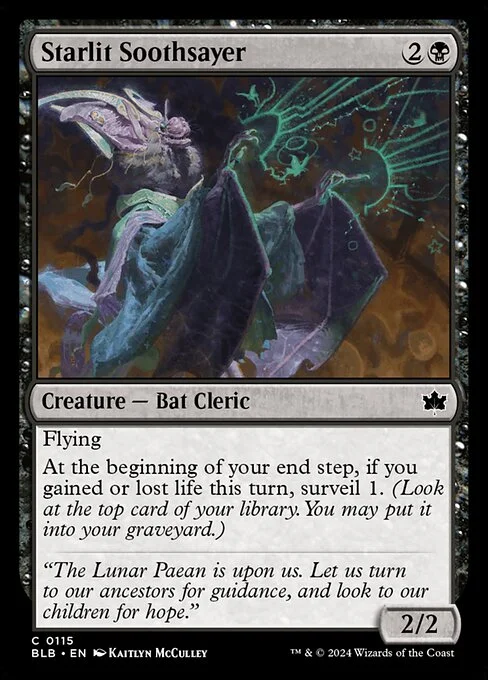 Starlit Soothsayer, carta Magic di tipo Creature — Bat Cleric illustrata da Kaitlyn McCulley