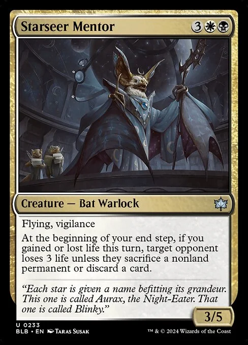 Starseer Mentor, carta Magic di tipo Creature — Bat Warlock illustrata da Taras Susak